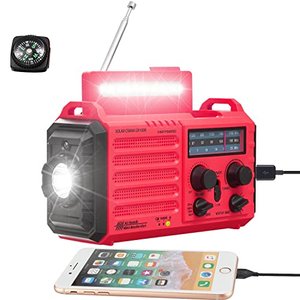 Radio awaryjne Mesqool Korba słoneczna Radio przenośne, wodoodporna lampa LED z dynamem Power Bank AM/FM/SW-R