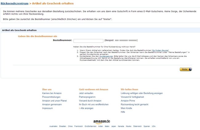 zrzut ekranu wymiany prezentów Amazon