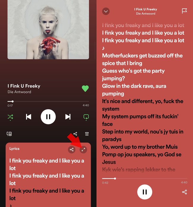 Teksty piosenek aplikacji Spotify