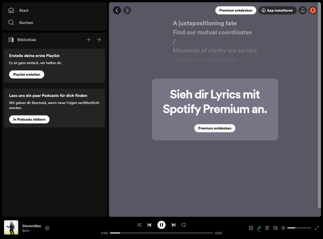 Teksty piosenek Spotify w wersji Premium