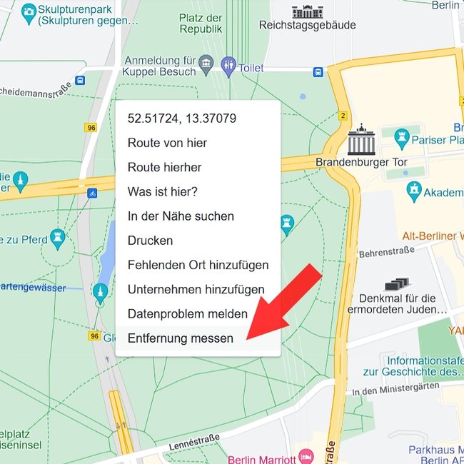 Przeglądarka PC do pomiaru odległości w Mapach Google 01