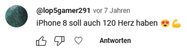 Komentarz YouTube na temat 120 Hz: „iPhone 8 też powinien mieć 120 Hz”