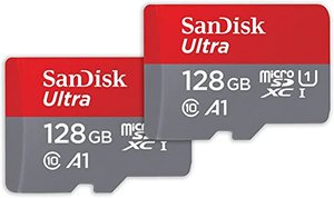 2x SanDisk Ultra microSDXC (128 GB) + adapter SD