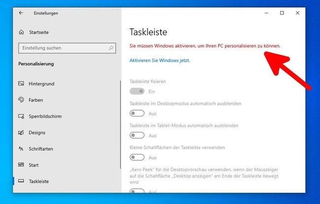 W nieaktywowanym systemie Windows wiele ustawień dostosowywania jest wyszarzonych.