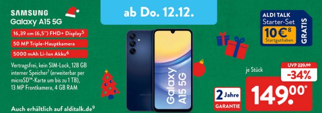 Prospekt emisyjny Samsunga Galaxy A15 5G Aldi