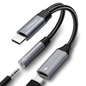 Adapter 2 w 1 - port USB-C na słuchawki i port USB-C (obsługuje ładowanie 60 W)