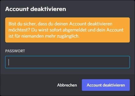 Konto Discord dezaktywuj loeschen pc2