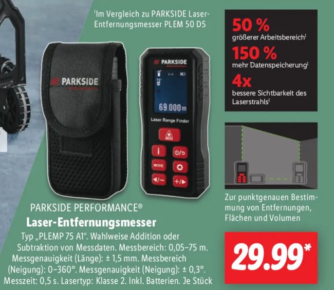 Miernik usuwania lasera Plemp 75 A1 LIDL broszura