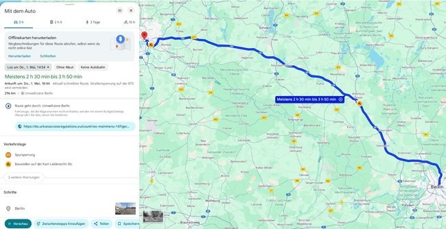 Sekcja boczna nawigacji z mapami Google