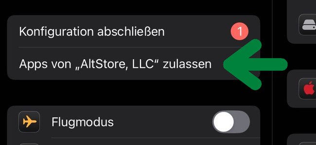 Otwórz ustawienia iPhone'ów/iPady. Tutaj powinien teraz "Zezwalaj na aplikacje z „Altstore, LLC”" Stań na tym.