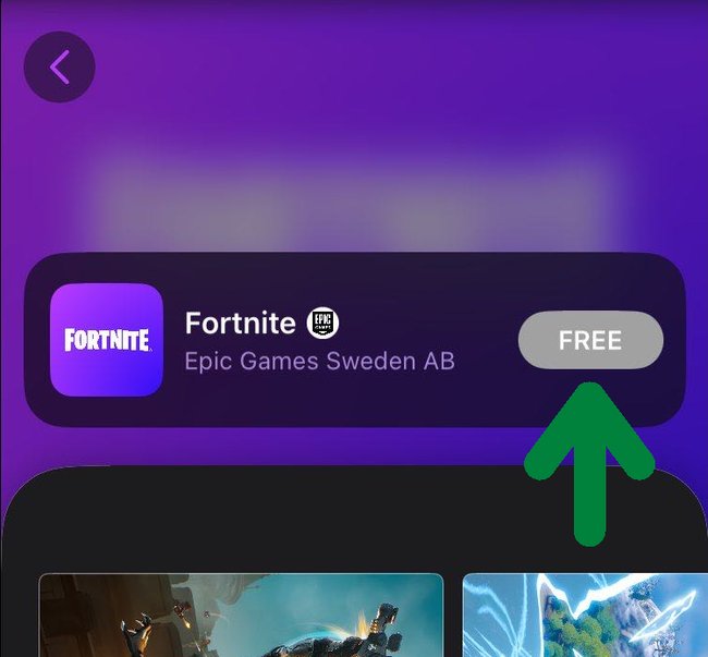 Na koniec dotknij przycisku "Bezpłatny"Aby pobrać i zainstalować Fortnite.