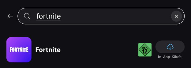 Stuknij symbol szkła powiększającego i dodaj "Fortnite" Jeden i wyczerpuje wynik.