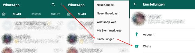 Otwórz WhatsApp i idź na stronę główną. Stuknij Triple Point (⋮) w prawym górnym rogu, a następnie w „Ustawieniach”. Tutaj możesz wybrać opcję „Czatów”.