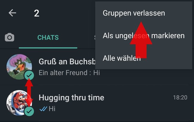 Opuść WhatsApp kilka grup